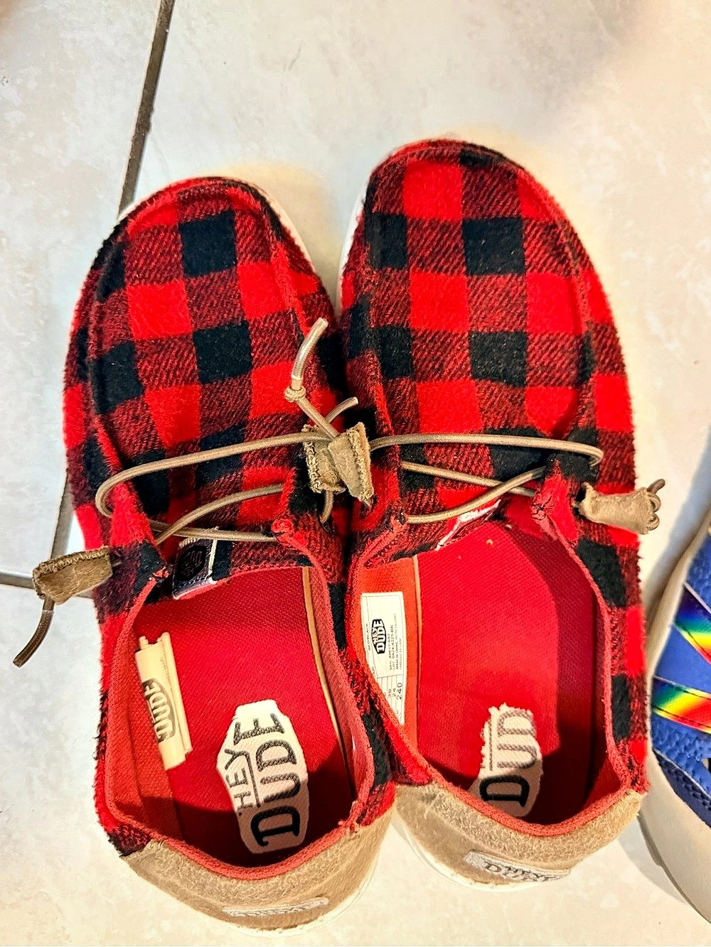 Dude Plaid Slippers Men US 8w Good